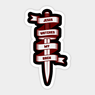 JESUS WATCHES MY BACK Sticker